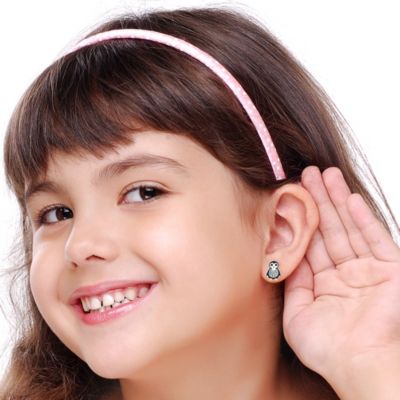 Girls /Girl/Penguin Crystal White Gold Palladium Plating Screwstud Earring