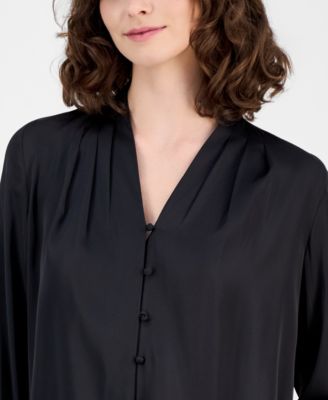 Women's V-Neck Button-Front Blouse