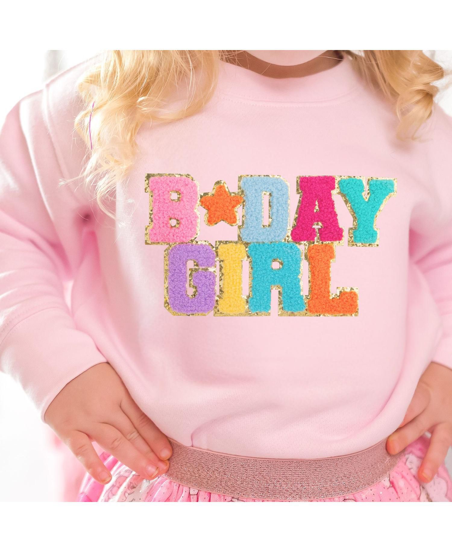 Little and Big Girls Birthday Girl Patch Sweatshirt