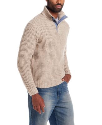 Men's Textured Mixy Fabric Mock Neck Sweater