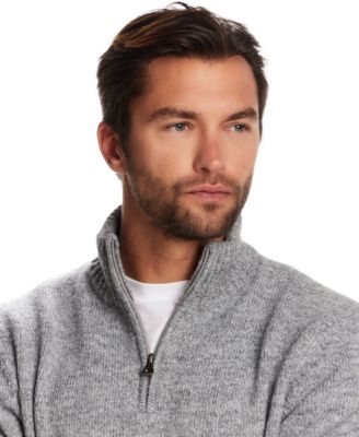 Men's Fuzzy Quarter Zip Long Sleeve Sweater