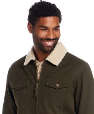 Men's Long Sleeve Zip Front Sherpa Collar Trucker Jacket