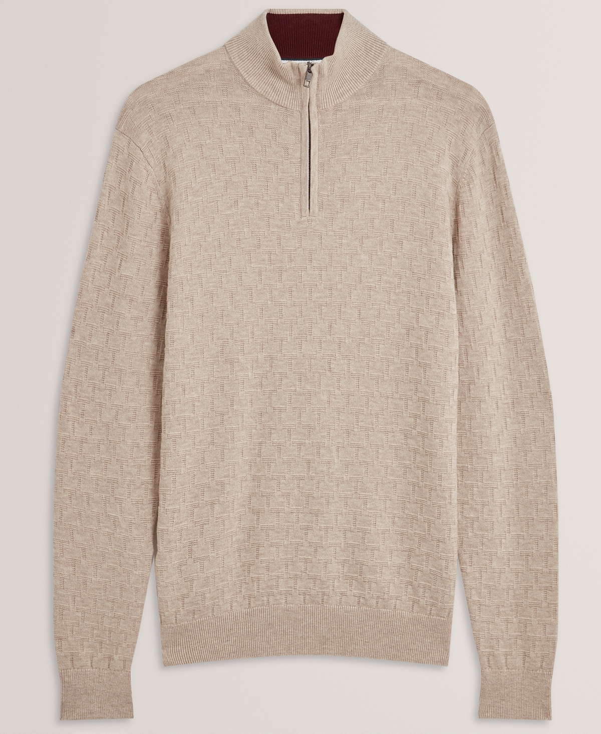 Ted Baker Men's Jeremee T Stitch Half Zip Long Sleeve Sweater