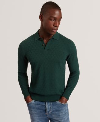 Men's Gaten T Stitch Long Sleeve Polo Shirt