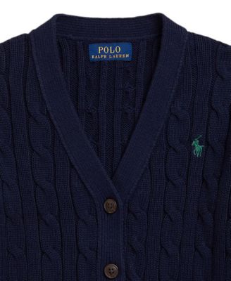 Girls' 2T-6X Cable V-Neck Cardigan