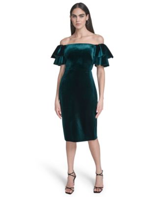 Eliza J - Women's Velvet Off-The-Shoulder Dress