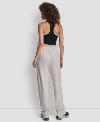 Women's Flocked Logo Boyfriend Open Leg Pants