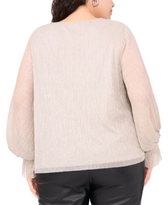 Plus Size Metallic V-Neck Blouse