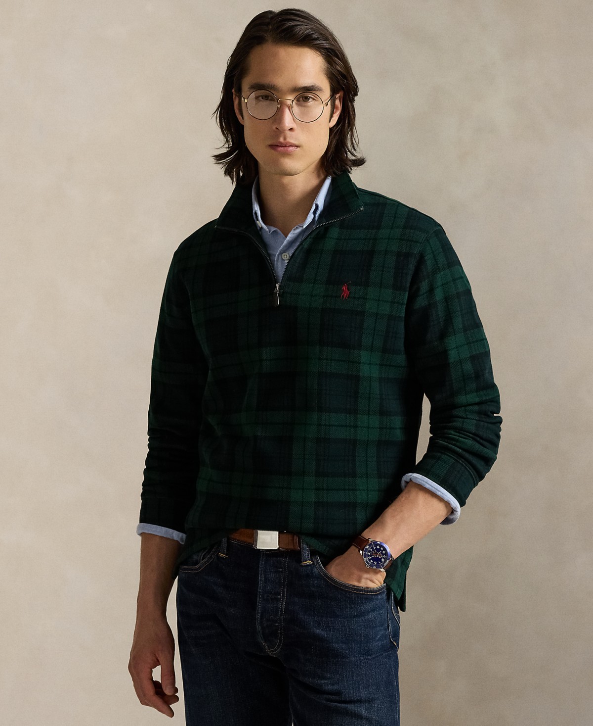 Мужские Polo Ralph Lauren Men's Estate-Rib Cotton Quarter-Zip Pullover — фото 1
