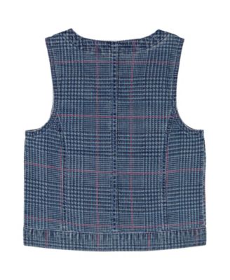 Girls' 7-16 Glen Plaid Denim Vest