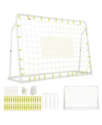2-in-1 Kids Soccer Rebounder and Soccer Goal with Adjustable Height-White