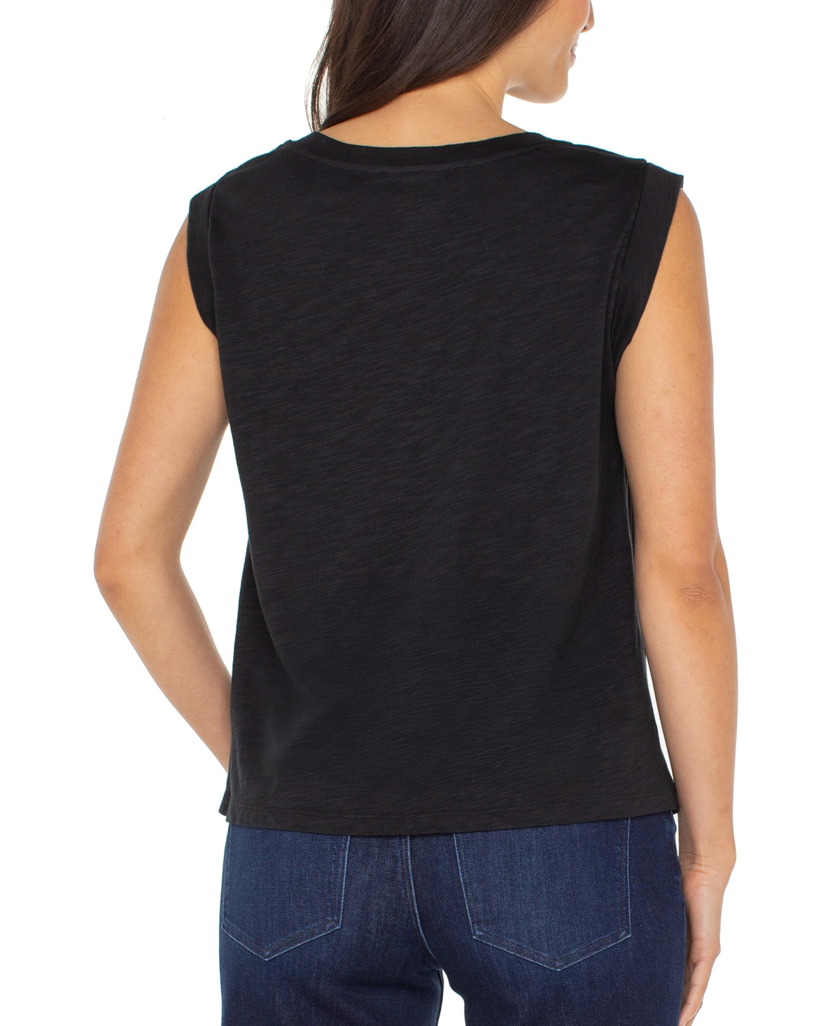 Liverpool Los Angeles Petite Sleeveless Knit Top In Black