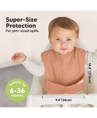 3-Pack Waterproof Baby Bibs for Eating, Lightweight, Mess Proof Toddler Bibs with Food Catcher