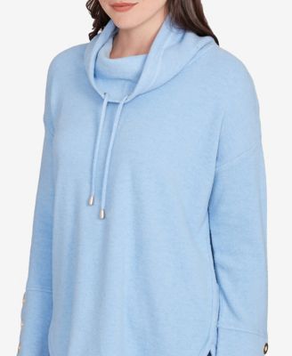 Petite Cowl Neck Cozy Hatchi Drawstring Top