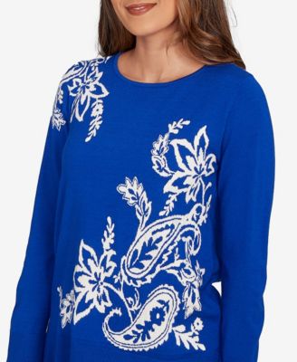Petite Floral Paisley Jacquard Sweater