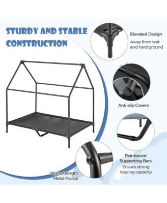 43'' Elevated Dog House for Small Breeds Large Pet House w/ Ventilated Windows