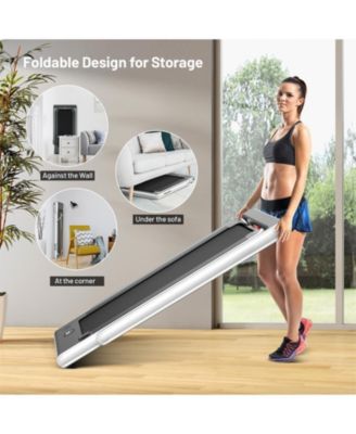 2-in-1 Electric Motorized Health and Fitness Folding Treadmill with Dual Display and Speaker-White