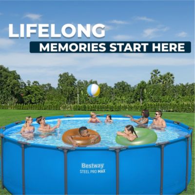Steel Pro MAX 15' x 48" Round Above Ground Swimming Pool for Backyard