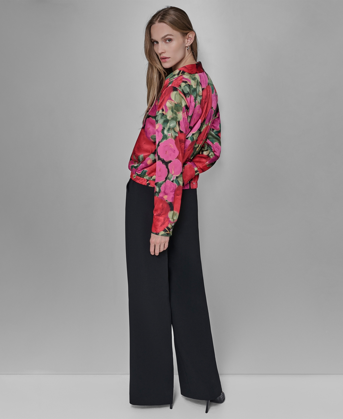 Karl Lagerfeld Paris Petite Floral Long Sleeves Top