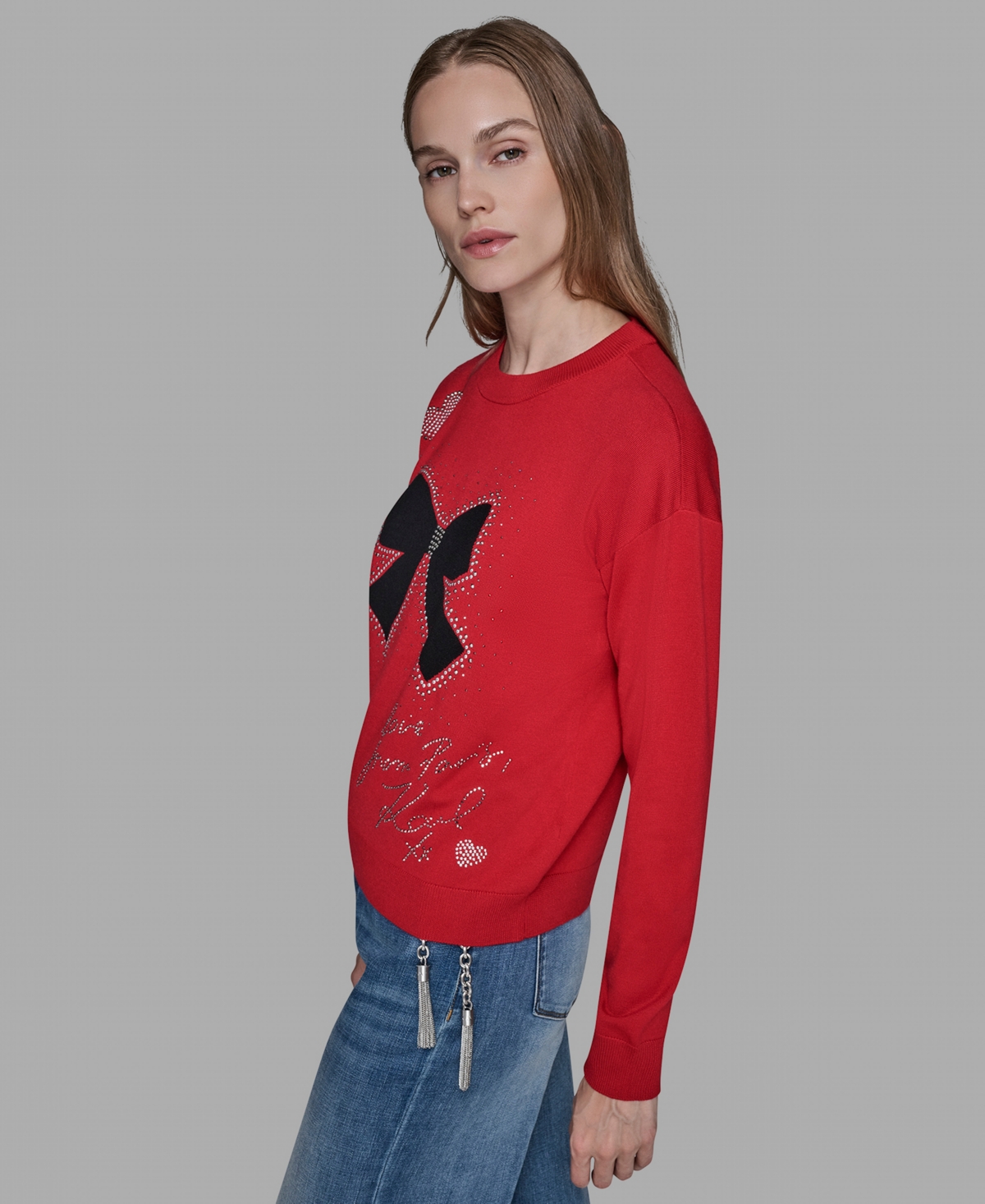 Karl Lagerfeld Paris Petite Bow Long Sleeves Sweater