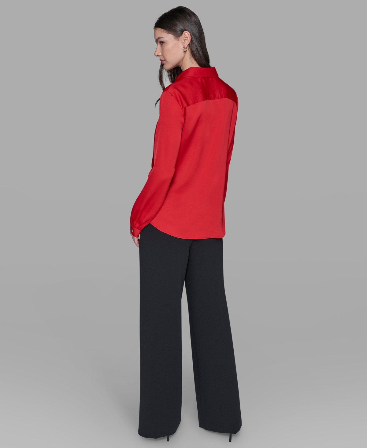 Karl Lagerfeld Paris Petite Asymmetric Long Sleeves Top