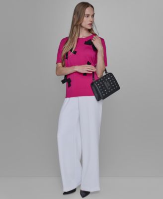 Petite Bow Short Sleeve Sweater