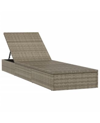 Patio Sunbed Set of 3 Gray PE Rattan, Powder-Coated Steel Large