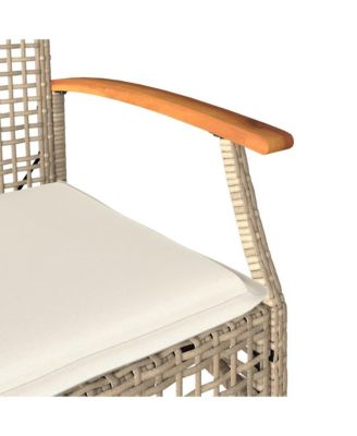 Garden Chair Set of 2 Beige and Brown PE rattan Medium