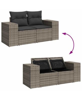 Garden Sofa Grey PE rattan Medium Adjustable Feet Garden Sofa