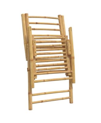 Garden Reclining Chair Set of 2 Cream white Bamboo, fabric