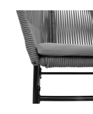 Garden Chair Gray PE rattan, Powder-Coated Steel Medium