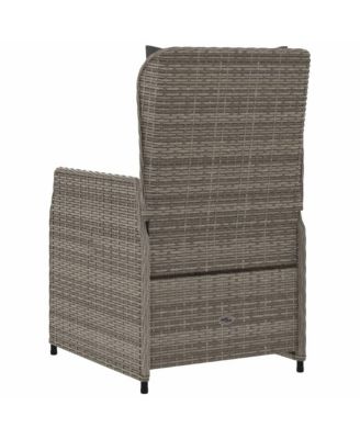 Reclining Garden Chair Grey PE rattan, powder-coated steel Single