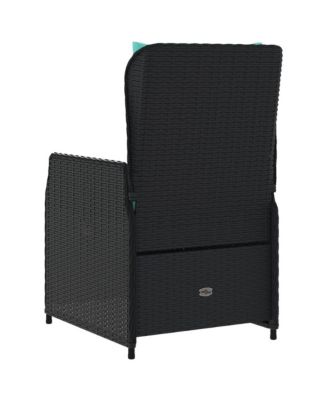 Reclining Patio Chair Black PE rattan Medium Adjustable Feet