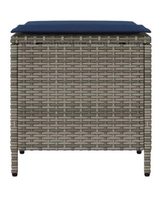 Garden Sofa Set Grey, Navy blue PE rattan and powder-coated steel