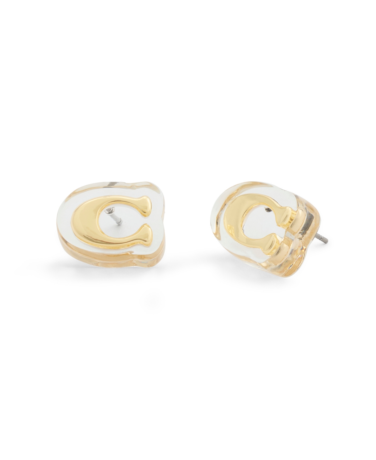 Coach Gold Plated Signature C Stud Earrings