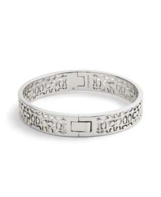 Rhodium Plated Minimal Hinged Bangle Bracelet