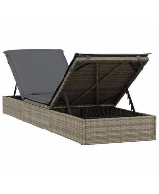 Sunbed Grey PE Rattan Large Adjustable Armrests