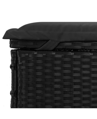 Sunbed Black PE rattan, powder-coated steel, fabric (100% polyester)