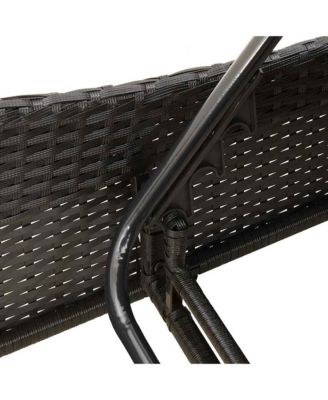 Sun Lounger with Cushions Black 44.9"x80.7"x28.7" Poly Rattan