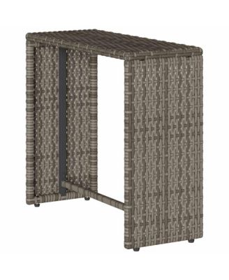 5 Piece Patio Sofa Set with Cushions Stackable Gray Poly Rattan