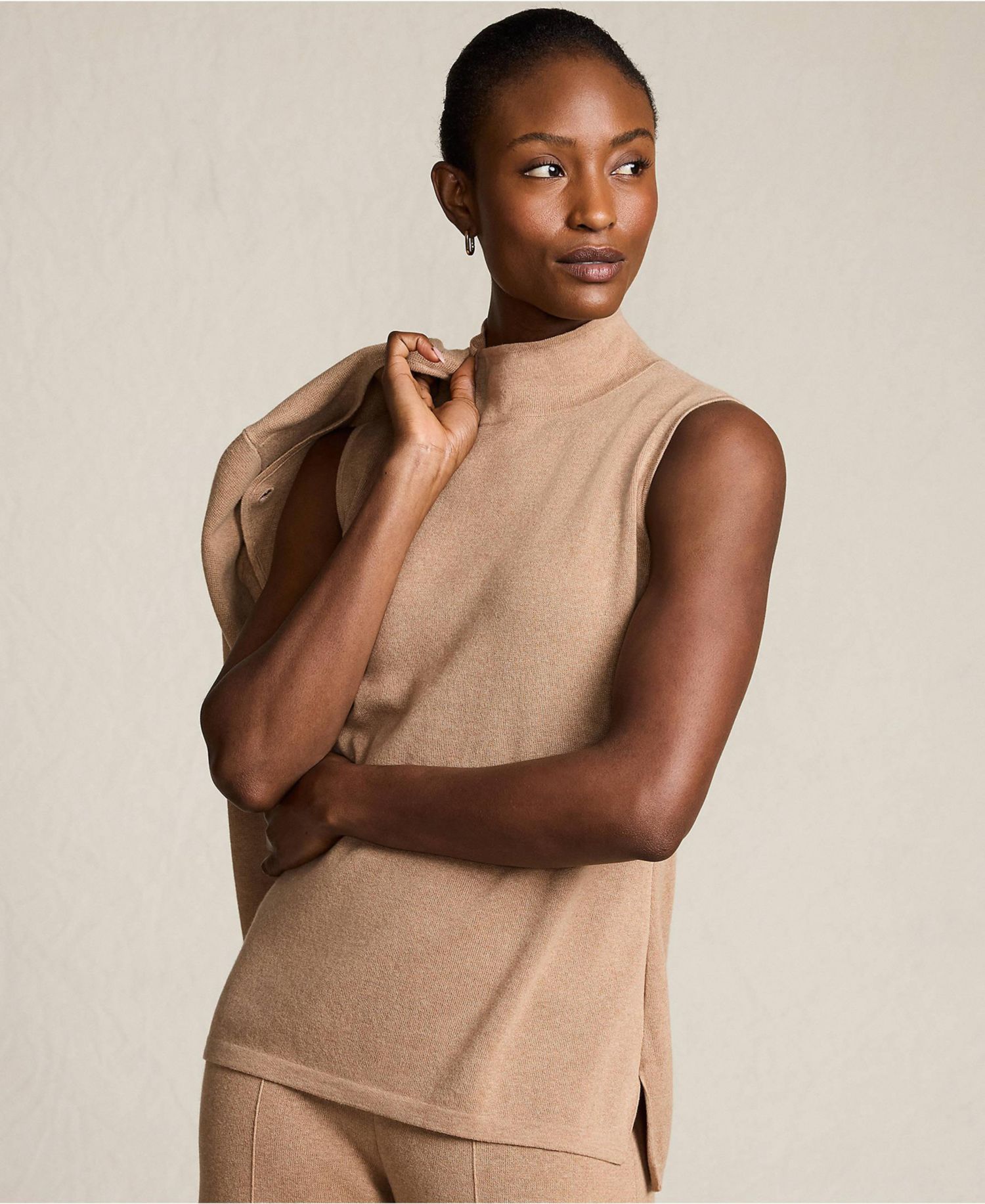 Women's Fine Gauge Sleeveless Mock Sweater
