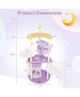 62'' Multi-level Cat Tree w/ Moon-Shaped Top Perch Cloud-Shaped Jumping Platform