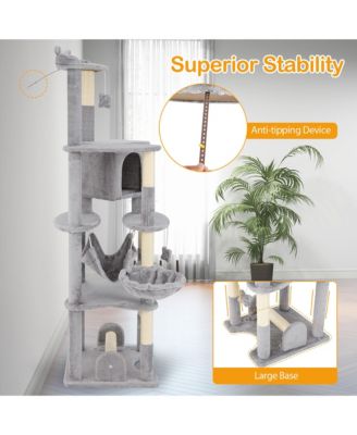 69'' Tall Cat Tree w/ Top Perch Cozy Condo Basket Bed Hammock Basket Bed Indoor