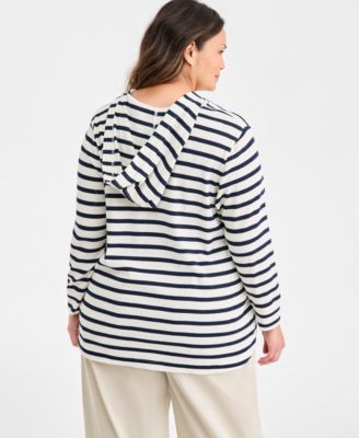 Plus Size Waffle-Knit Hooded Sweatshirt