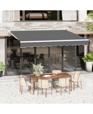 10'x8' Manual Retractable Awning Sun Shade, Patio Awning Canopy