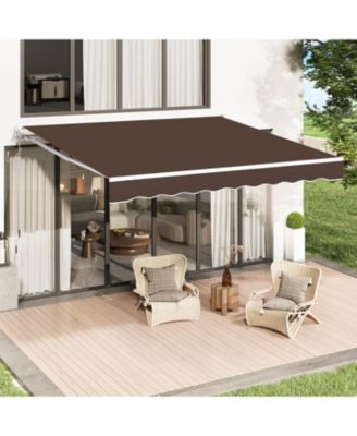 10'x8' Manual Retractable Awning Sun Shade, Patio Awning Canopy