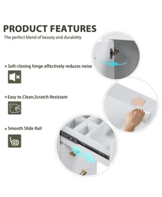 36inch Bathroom Vanity with Ceramic Sink Combo Solid Wood Frame Bathroom Storage Cabinet Freestanding Vanity Set with 3 Drawers Soft Closing Doors