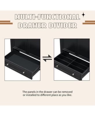 Bathroom Vanity without Sink Base Only Multifunctional Bathroom Cabinet with Doors and Drawer Solid Frame and MDF Board Black