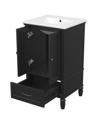 Bathroom Vanity with Sink, Bathroom Cabinet with Two Doors A Drawer Black
