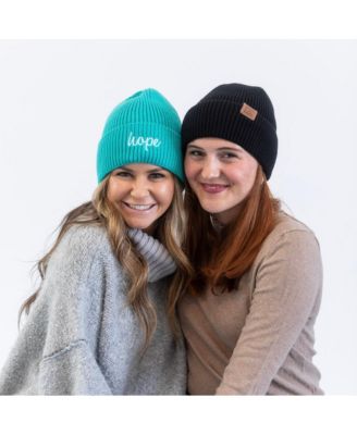 Women's Embroidered Hope Beanie - Teal